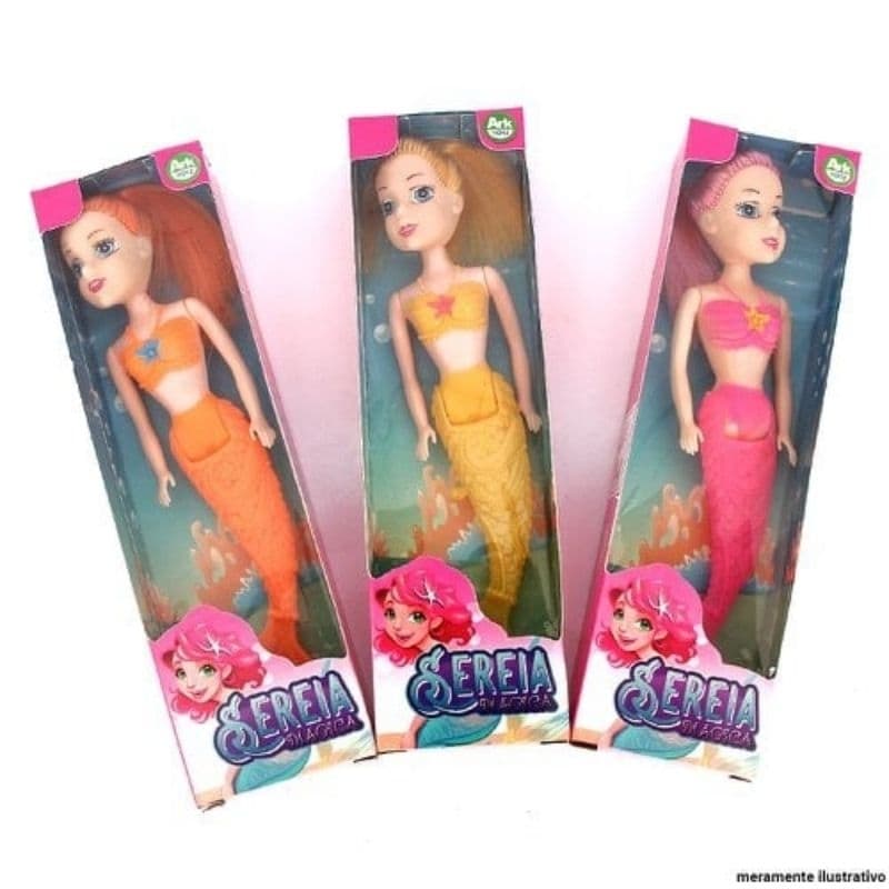 Kit 3 Bonecas Sereia – Brinquedo Infantil, Cores Sortidas