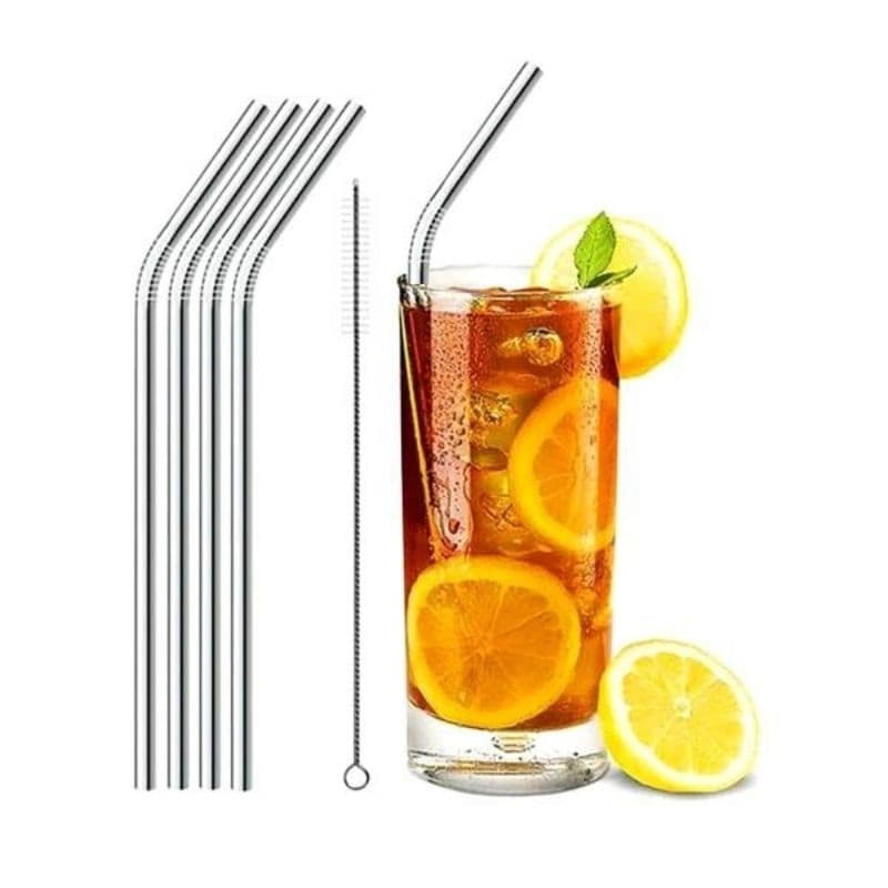 Kit 6 Canudos Inox Reutilizáveis + Escova de Limpeza | Sustentável, Durável e Ecológico