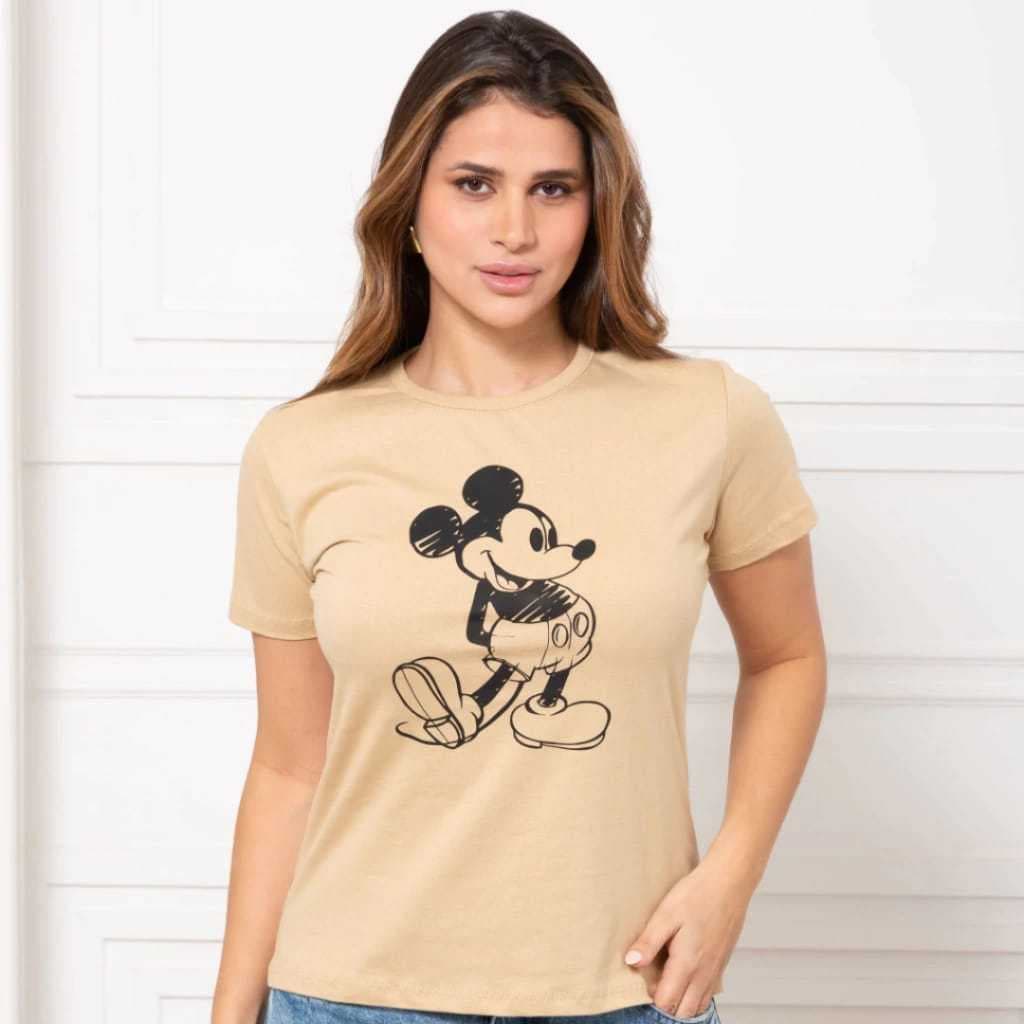 Blusa Femenino T-Shirt Mickey Vintage  Bege Tendência Promoção