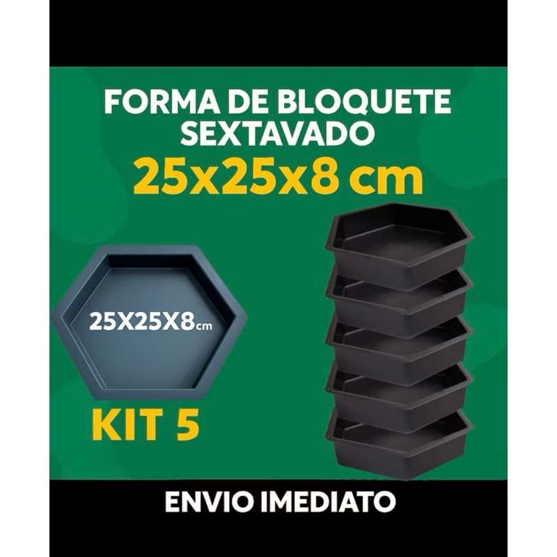 5 formas de bloquete liso forma sextavada para construção concreto hexagonal
