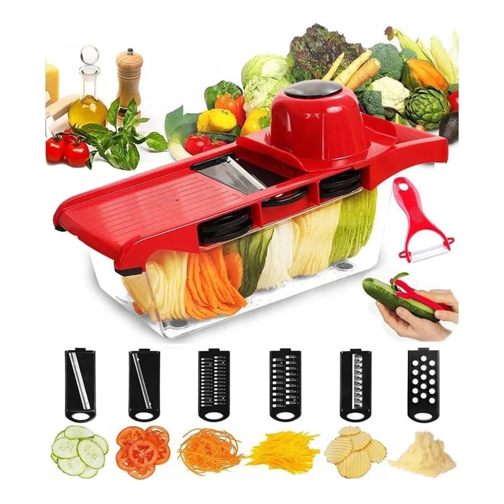 Ralador Cortador Fatiador Legumes Mandoline Multifuncional 6 Em 1 Para Queijo Fruta Alimento
