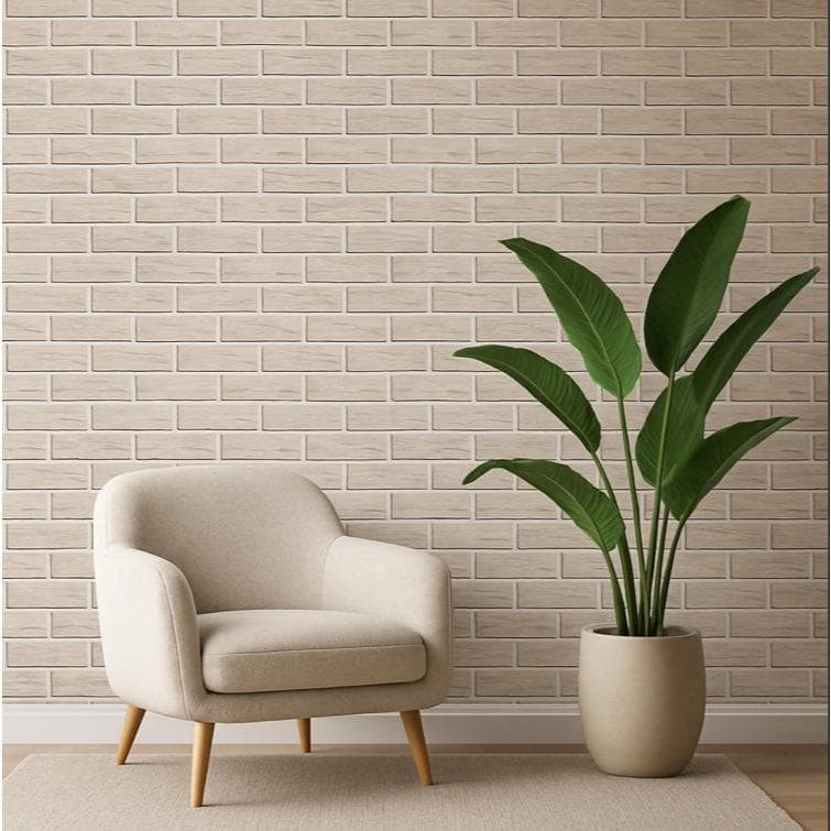 Papel De Parede Adesivo Tijolo 04 Detalhes esverdeado  Lavável para Sala Quartos 50 CM de Largura