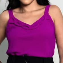Blusa  Regata Feminina de Alca Larga  com Detalhes em  Frontais, Liso  Duna, Chique e Macio J.C do Tecido Duna