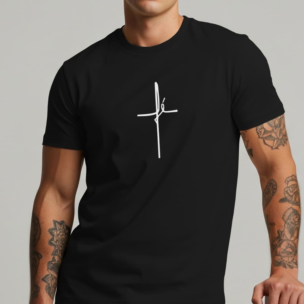 Camiseta Masculina Básica Fé Cruz Religião Tecido 100% Algodão Camisa Minimalista TShirt