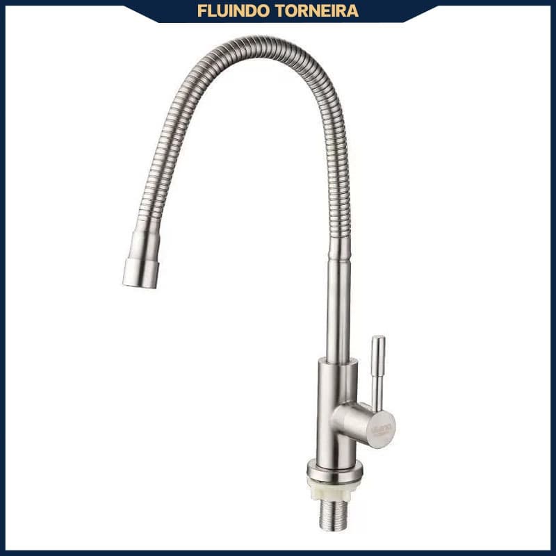 Torneira Flexível com Rotação Completa - Aço Inoxidável 304 para Pia e Lavatório (Fria)