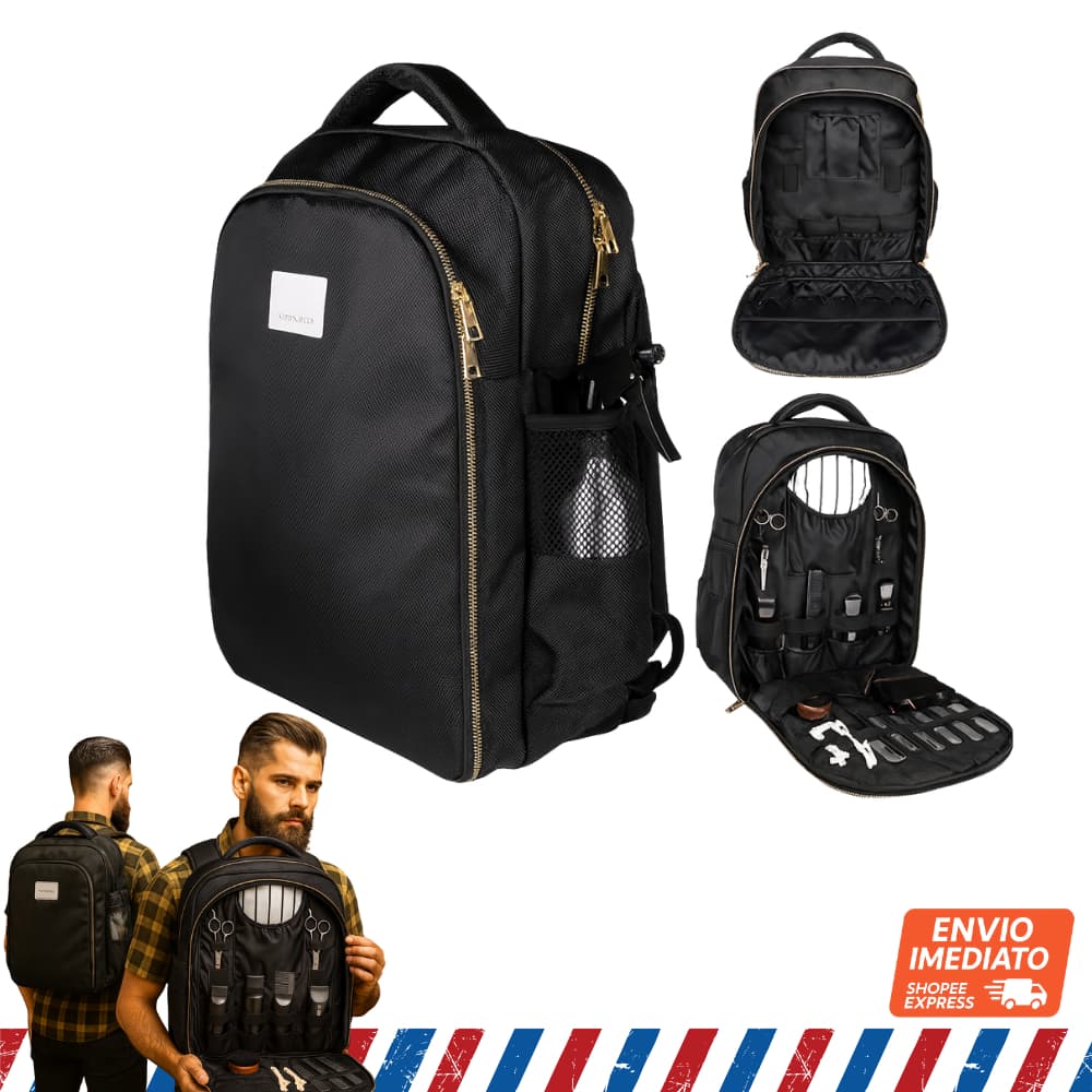 Mochila Barbeiro Profissional Organizador | Bolsa Barber com Divisórias para Máquinas e Tesouras