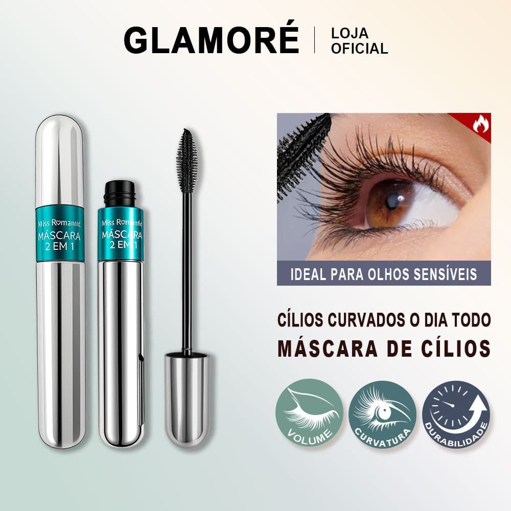 Máscara de Cílios Miss Romantic – Preto Intenso – 2 em 1 – Volume e Alongamento