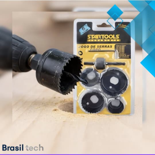 Jogo Serras Copos 6 Peças Aço Carbono Durável Corte Preciso Ferramentas Versáteis