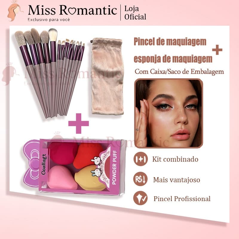 Kit Pincéis de Maquiagem + Esponjas – Completo, Profissional e de Alta Qualidade