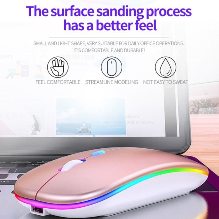 Mouse sem fio Bluetooth RGB mouse sem fio brilhante para jogos de escritório