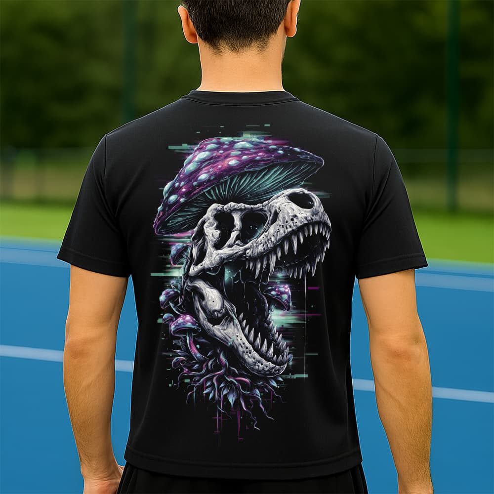 Camiseta Dry Fit Masculina Estampada Dinossauro com Fungos P ao GG Leve Respirável Academia Treino
