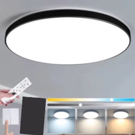 Luminária de Teto Plafon cores Ultra Slim LED, Com Controle Remoto, Branco e Preto 30cm/40cm/46cm