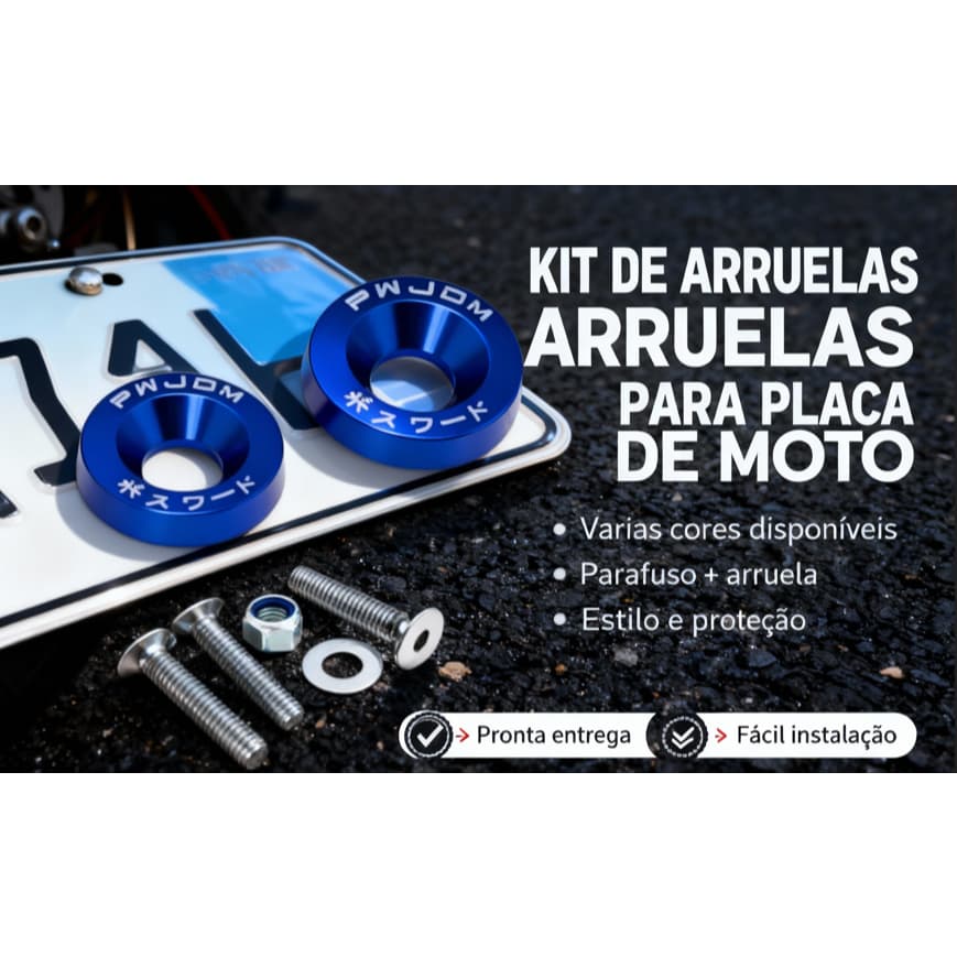 Kit Parafusos de Placa com Arruelas Billet M6 – 2 ou 4 Unidades – Produto Novo