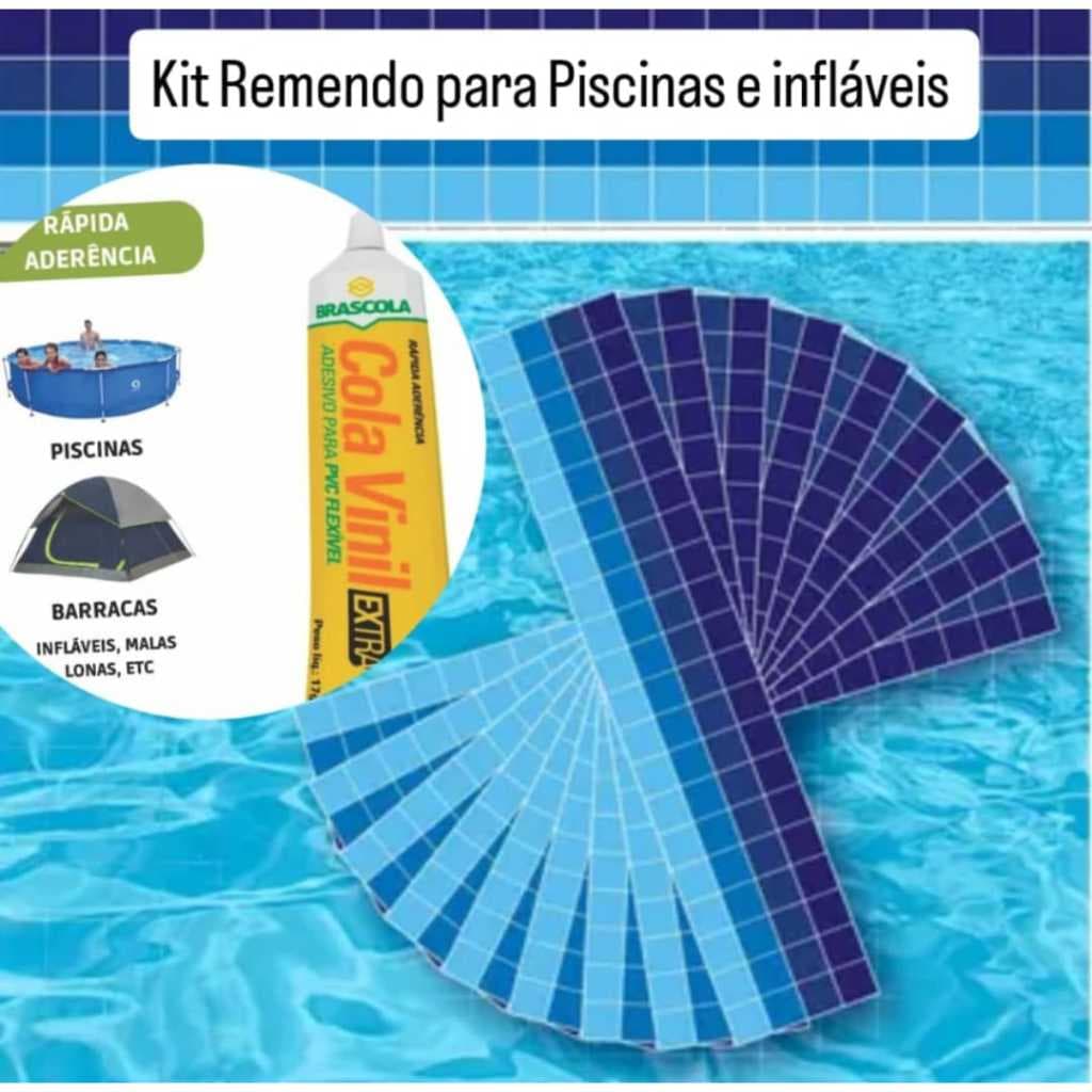 Reparos Para Piscinas Kit Cola Vinil Mais Tira Vinil Para Reposição Cola-Vinil mais Faixa de Vinil 0,09cm x 65cm