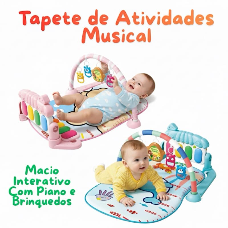 Tapete de Atividades Interativo Musical para Bebês Menino Menina com Piano Brinquedos Multisensorial Distração de Bebês