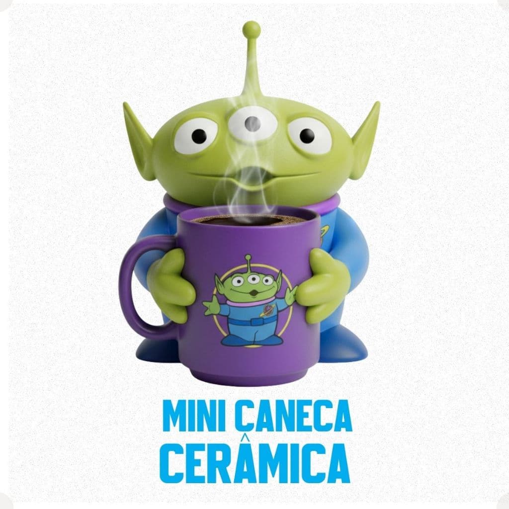Caneca ET Mini Tina 100ml Cerâmica Zona Criativa Alien Oficial Colecionável Geek Presente De Filmes