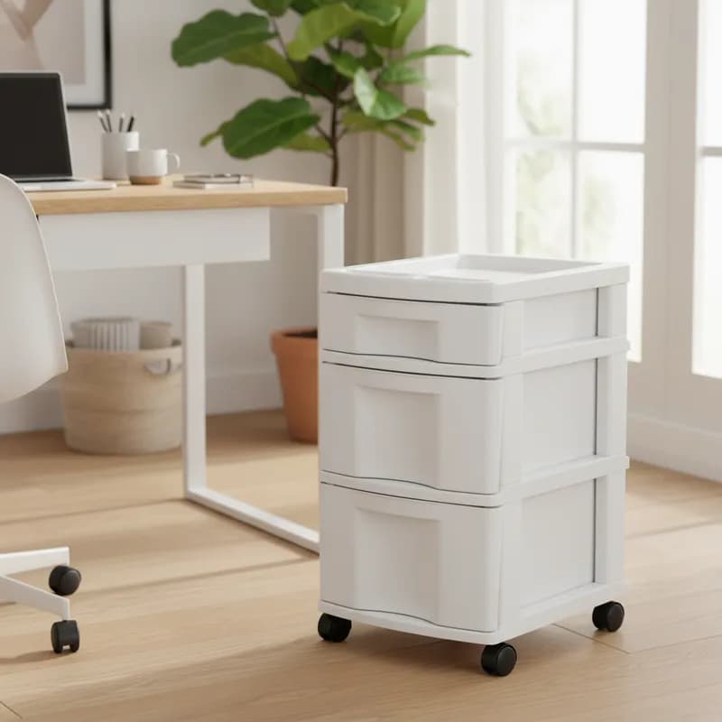 Gaveteiro Plástico Todo Branco 3 Gavetas com Rodinhas – Organizador Multiuso Agraplast 595