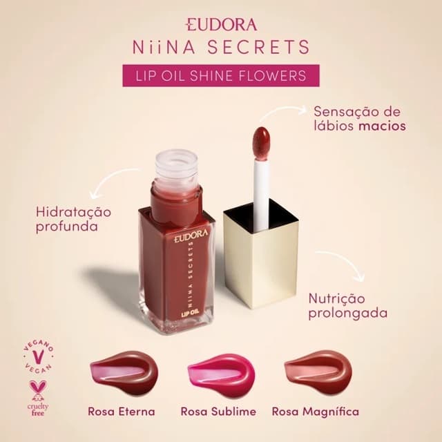 Novas Cores Lip Oil Lip Oil Shine Flowers Niina Secrets 7ml