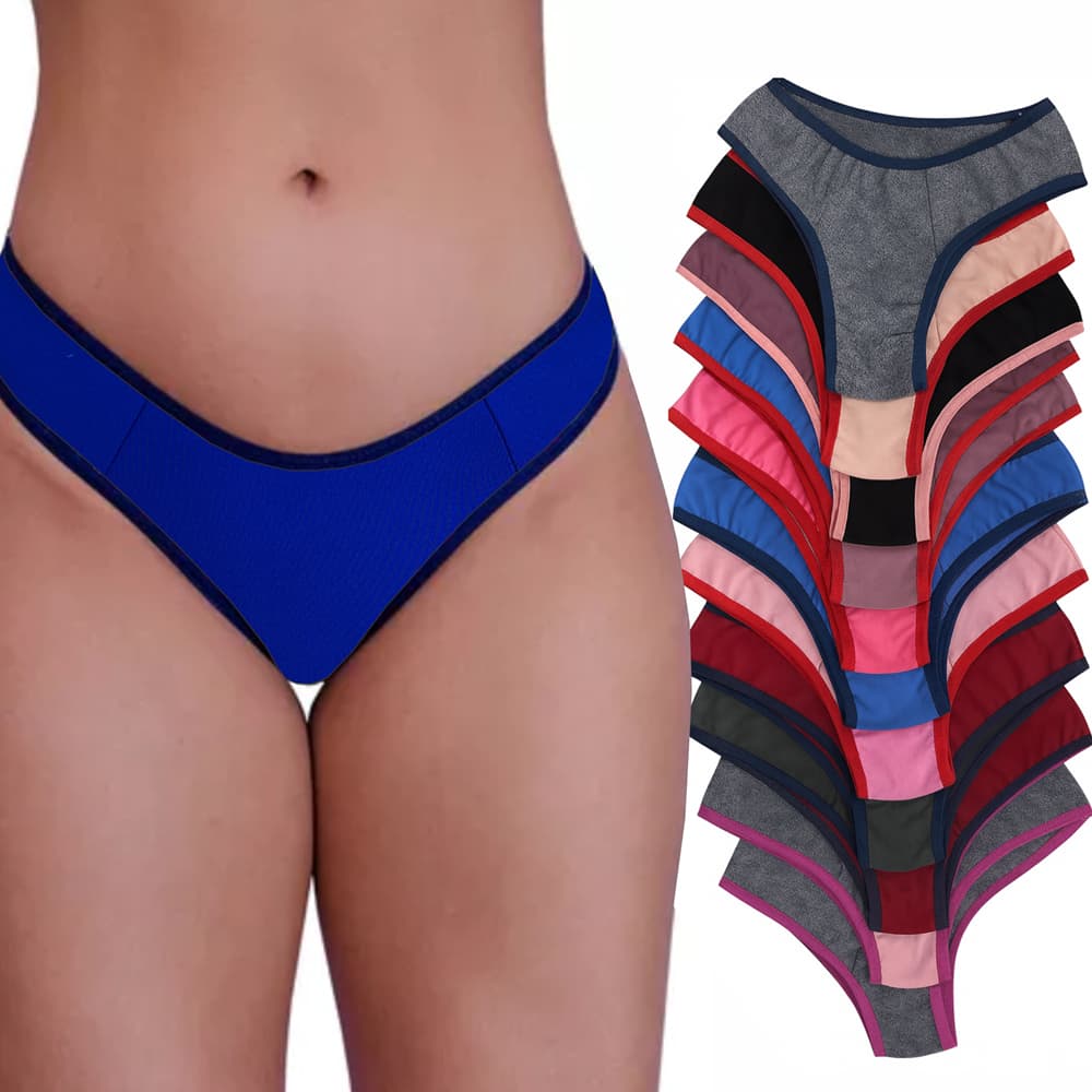 Kit Calcinhas Feminina Tanga em Microfibra e Suplex Adulto Conforto