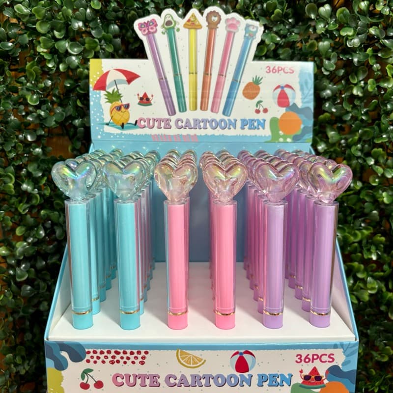 Caneta Luxo Coração Cristal Arco-Íris Holográfico Amigo das cores Kawaii Papelaria fofa