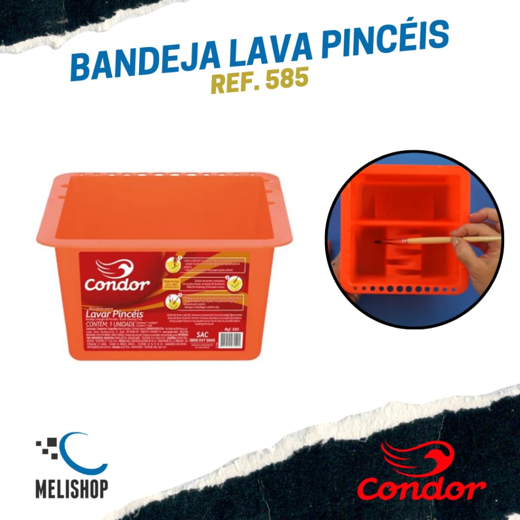 Bandeja para Lavar Pincéis e Rolo de Pintura Condor Ref. 585 16,6x16,6x9,3cm