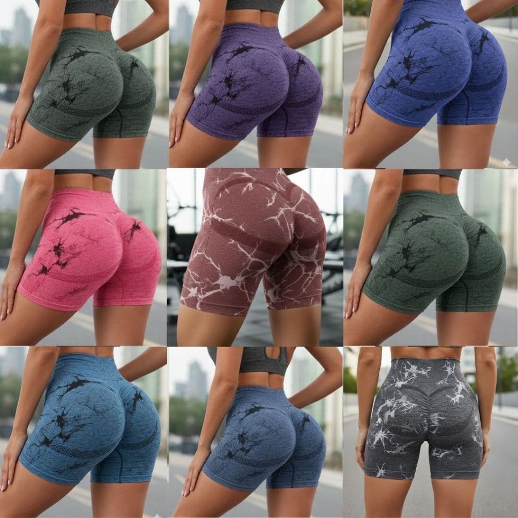 1/ 2 ou 3 Shorts Legging Tie-Dye Cintura Alta – Fitness Academia Feminino