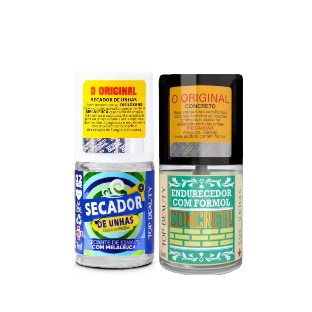 Top Beauty Base de Unha Concreto Endurecedor + Base Secante Secador de Unhas