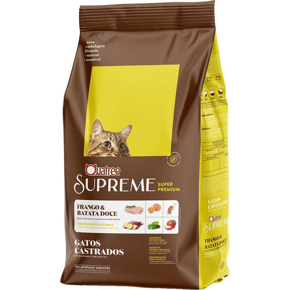 Ração Quatree Supreme Gatos Castrados sabor Frango e Batata Doce 10.1 Kg