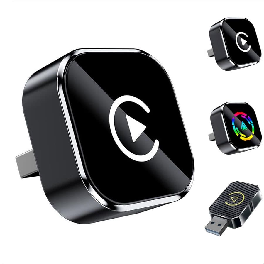 2 em 1 Adaptador Sem Fio CarPlay & Android Auto - AI Caixa Inteligente, Automático, Para Carros com CarPlay com Fio