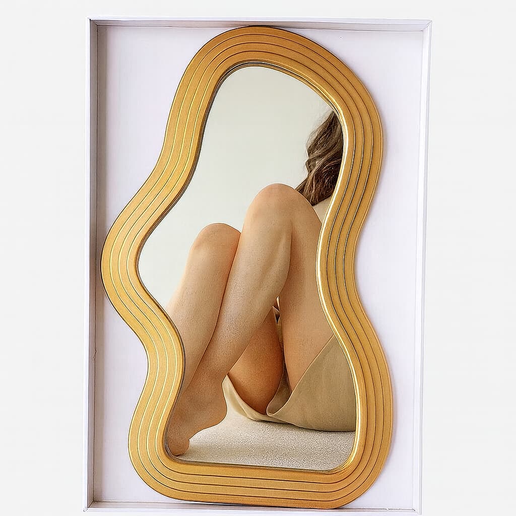 Espelho Orgânico Moderno Luxo Decorativo de Parede Super Lançamento em Promoção com Suporte para Quarto Sala Banheiro