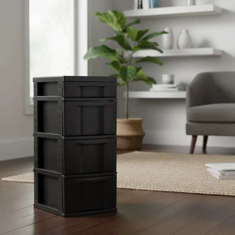 Gaveteiro Plástico Todo Preto 4 Gavetas –  Organizador Multiuso Agraplast 599