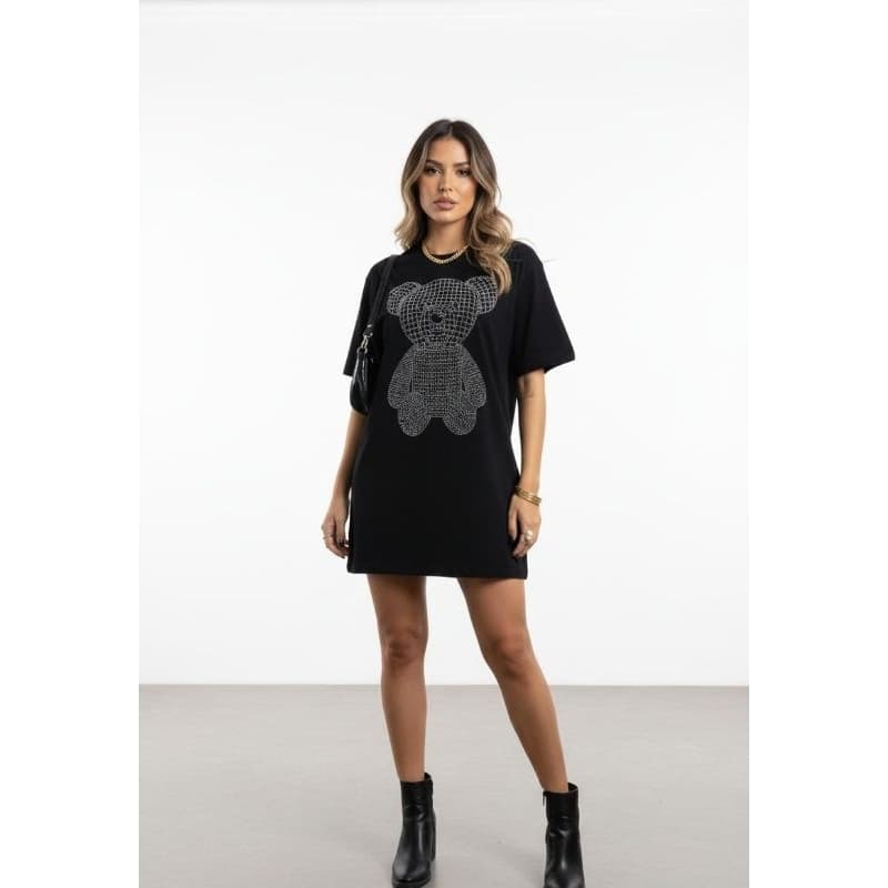 Camisetão Feminino Soltinho Estampas Em Strass Brilhantes Premium Moda