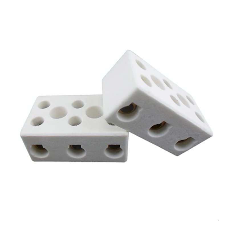 Kit 2 Conector Louça Chuveiro TRIF 10MM 3 Polos Cerâmica Porcelana Elétrico Terminal Ligação Fio Antichama FERTAK