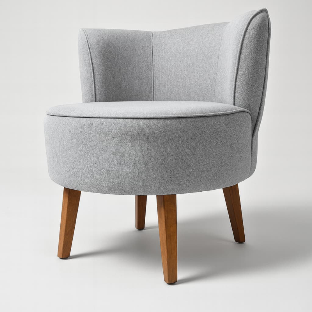 Poltrona Decorativa Estofada para Recepção Pés de Madeira Resistente Tecido Linho Confortável