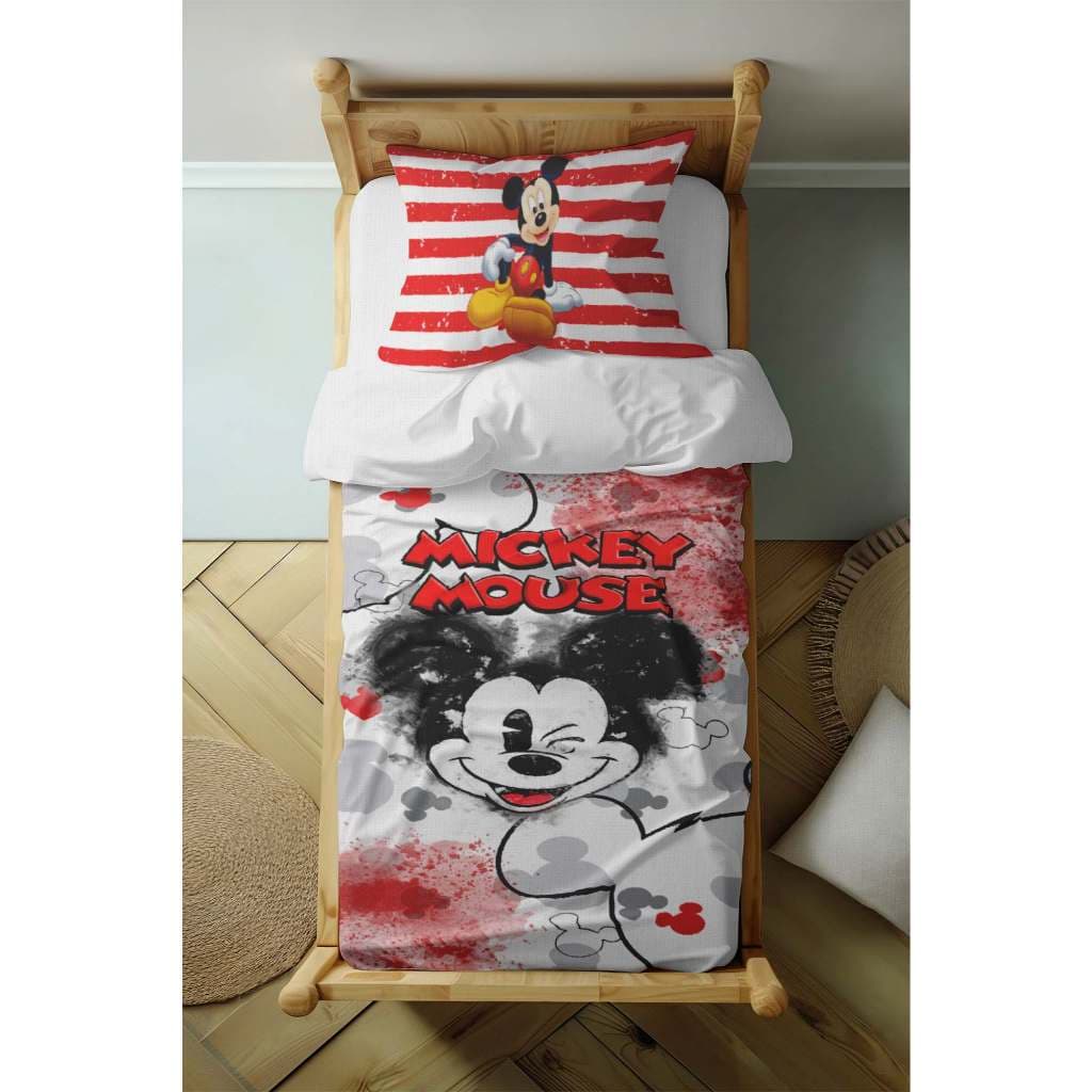Lençol SEM elástico Solteiro + Fronha tema  Mickey CAMA SOLTEIRO
