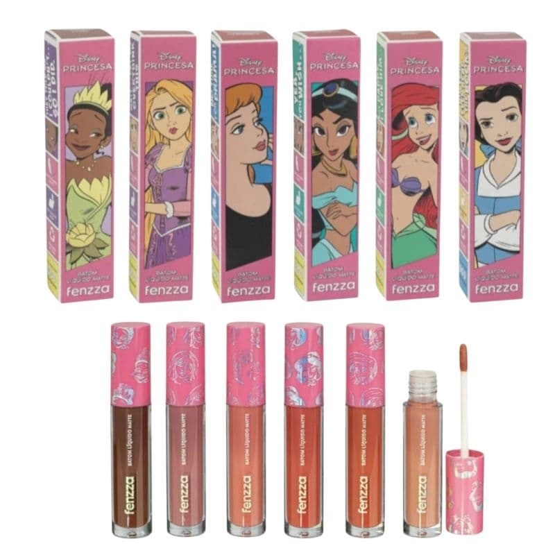 ORIGINAL Batom Líquido Matte Fenzza PRINCESAS A prova D'água Longa Duração Maquiagem Feminina Lipgloss Gloss