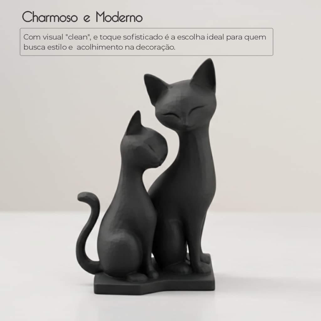 Decoração Gato Enfeite Casa Escultura Estatueta Decorativa