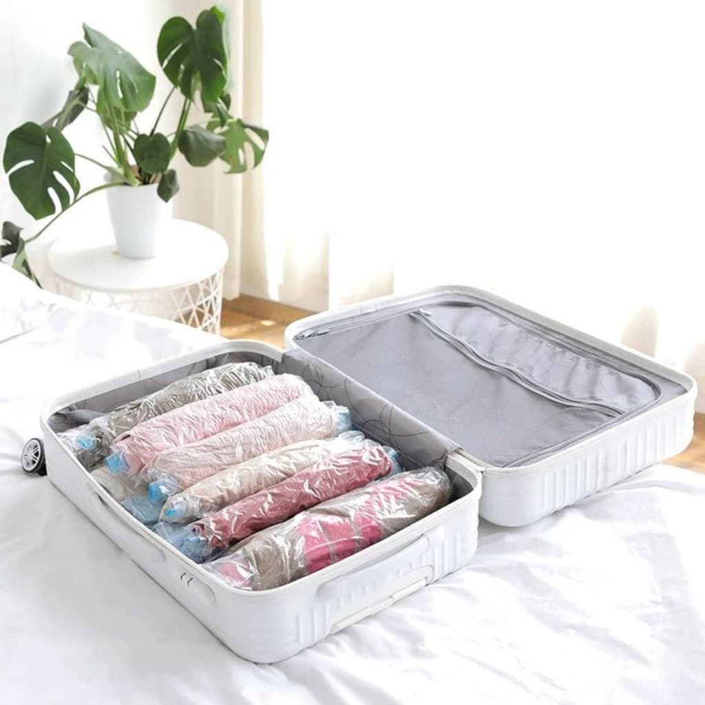 Kits Variados Sacos A Vacuo + Bomba Suga Tira Ar Organizador Viagem Roupa Mala Casaco Guarda Roupa