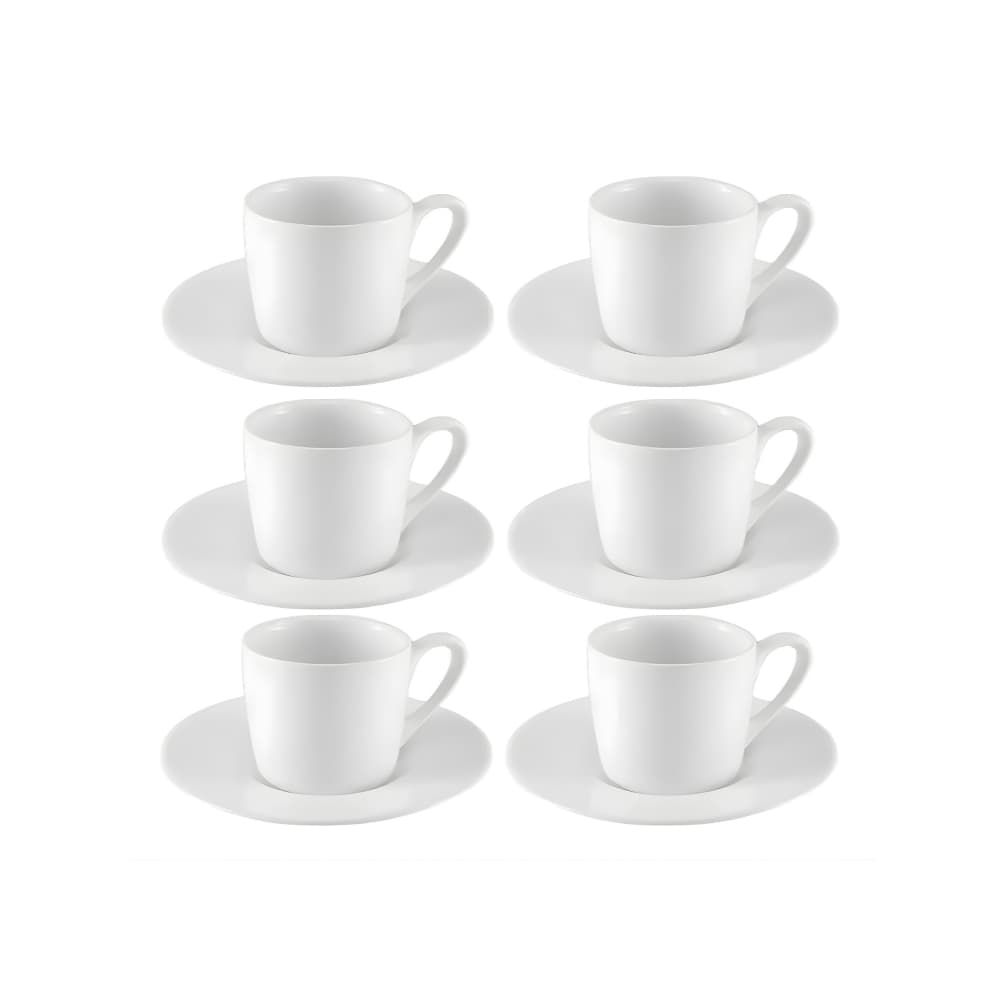 Jogo Xícaras Café Brancas 12 Peças Porcelana 80ml