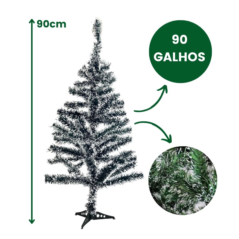 Arvore De Natal Verde NEVADA 90cm C/ 90 Galhos Pinheirinho Cheia
