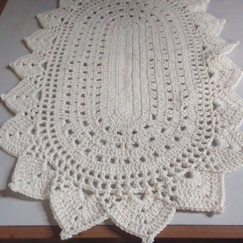 Centro de Mesa de crochê caminho de mesa  cru oval para mesa de jantar decoração mesa posta