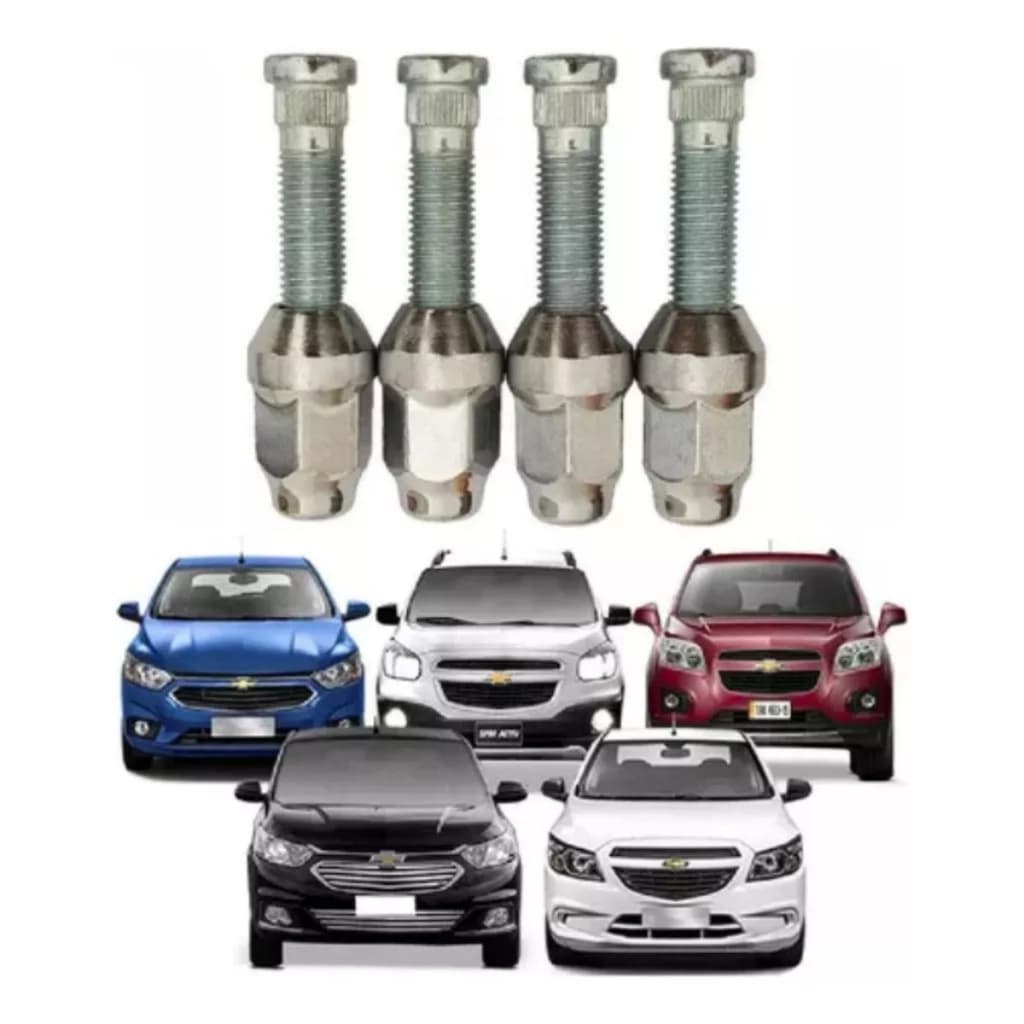 4 Prisioneiro Parafuso De Roda Com Porca Para Prisma Onix spin cobalt malibu cruze tracker