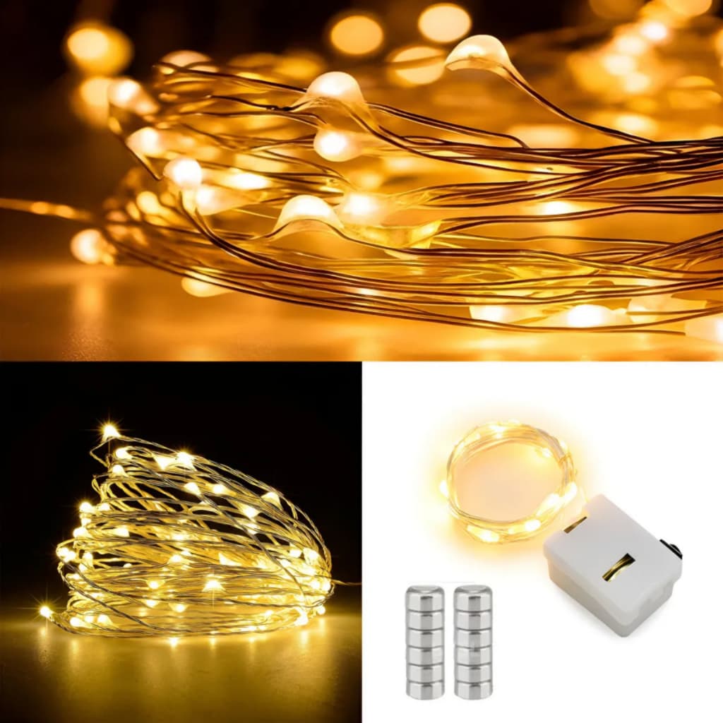 Fio de Fada 2m com 20 Leds Cordão De Led 1unidade   - BRANCO QUENTE