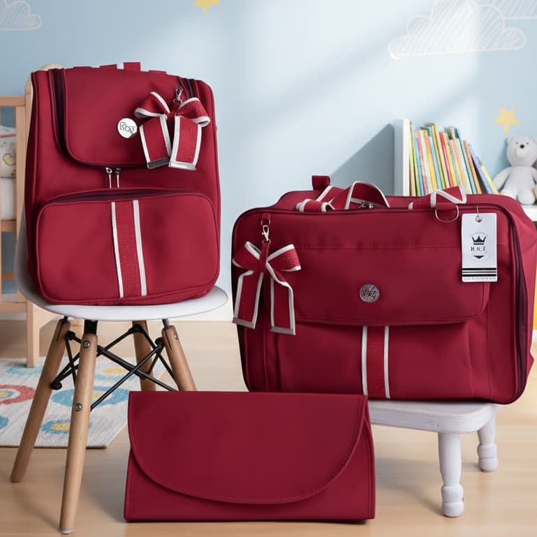 Kit Bolsa Maternidade Completo Mala 3 Peças para Mamãe e Bebê Elegante Delicado