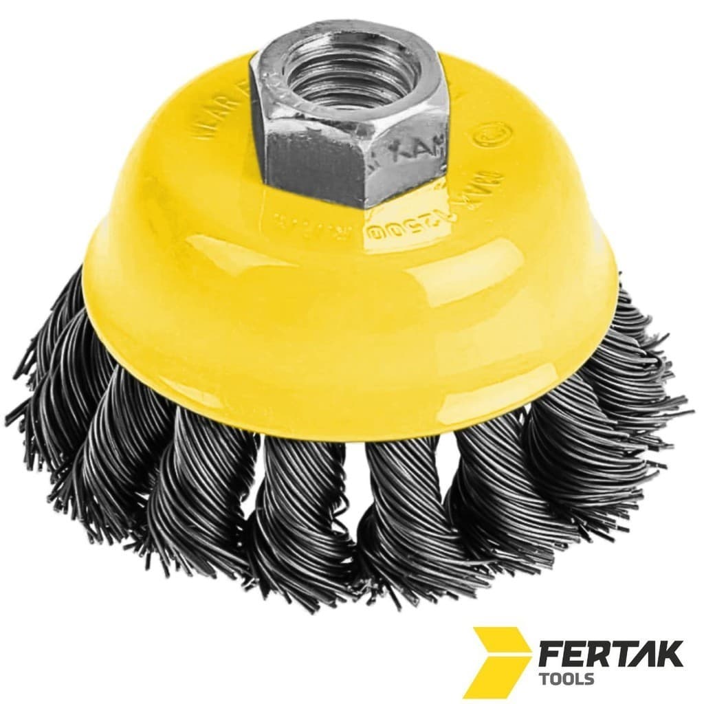 Escova de Aço Copo Torcido 2,5" 65mm M14 Para Esmerilhadeira – Fertak Tools