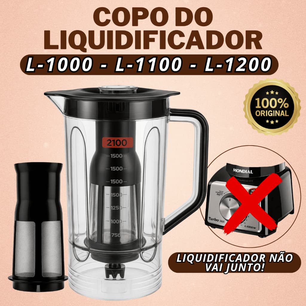 Copo Liquidificador Mondial Turbo Inox L1200 - Preto