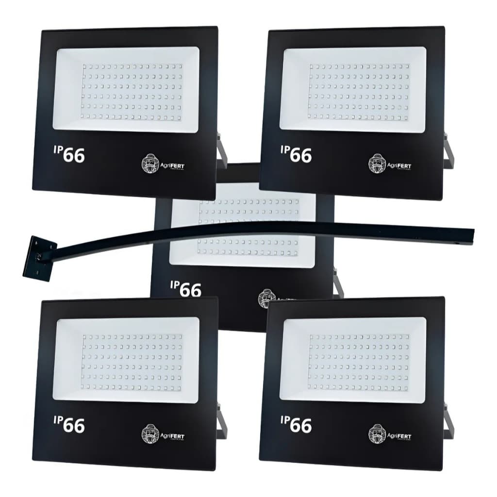 Kit Suportes 60cm + Refletores Led 50 100 150w 127/220v Bivolt Branco Frio Ip66 Prova D'água