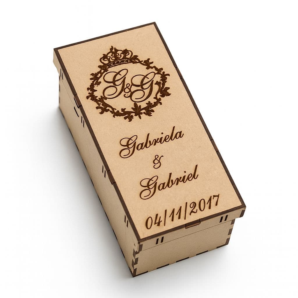 Caixa Sobreposta para Mini Champanhe ou Mini Vinho - Modelo Noivinhos/Natal 23x7,5cm KIT ou Avulso MDF Cru e Branco