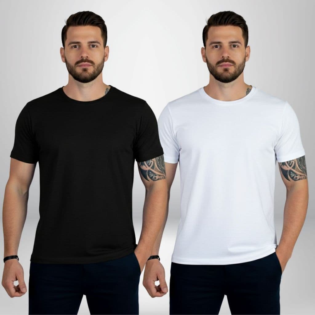 Kit 2 Camisetas Básica Masculina Lisa 100% Algodão Premium