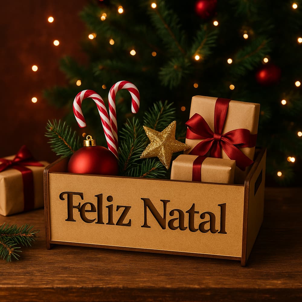 Caixas Caixinhas Decorativas MDF Cru 6 Unidades Feliz Natal